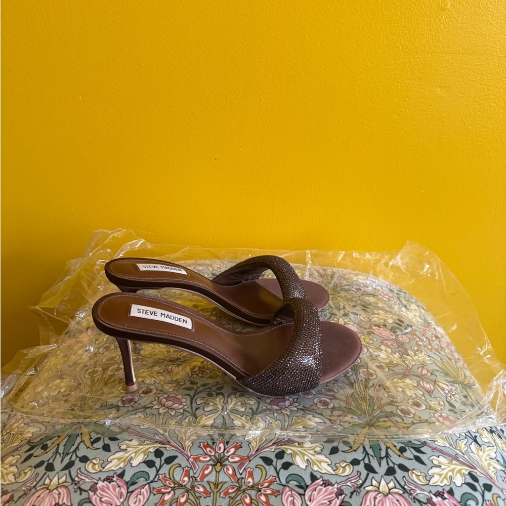 Steve Madden Dark Brown Crystal  Women's Heeled Sandals